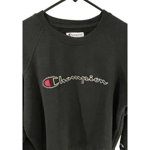 Champion Authentic Athletic Wear Adult Large Pullover Spellout Sweatshirt Black - Picture 1 of 4